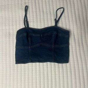 denim cropped tank top